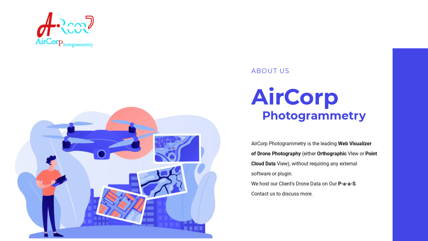 AirCorp Photogrammetry Landing page