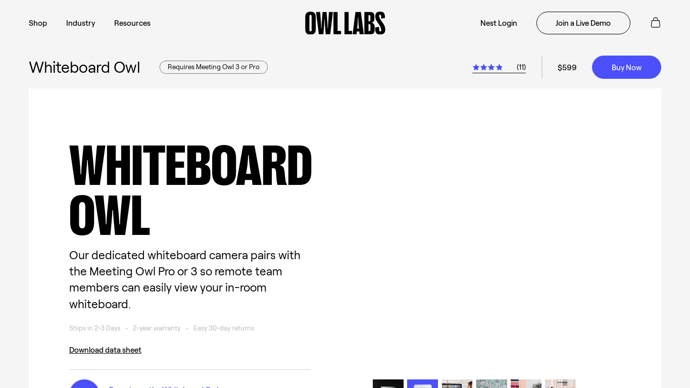 Whiteboard Owl Landing page