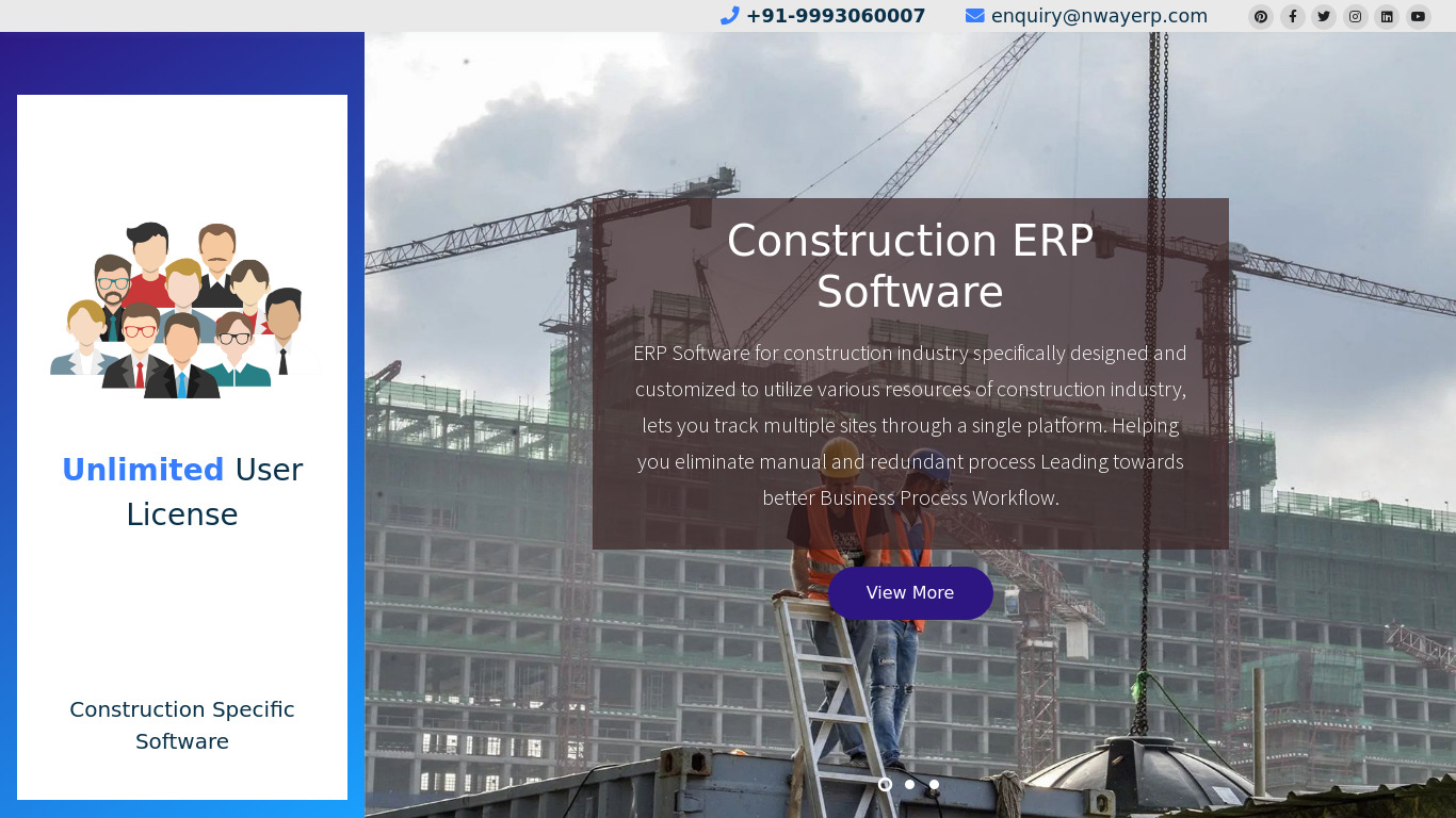 Nway ERP Landing page