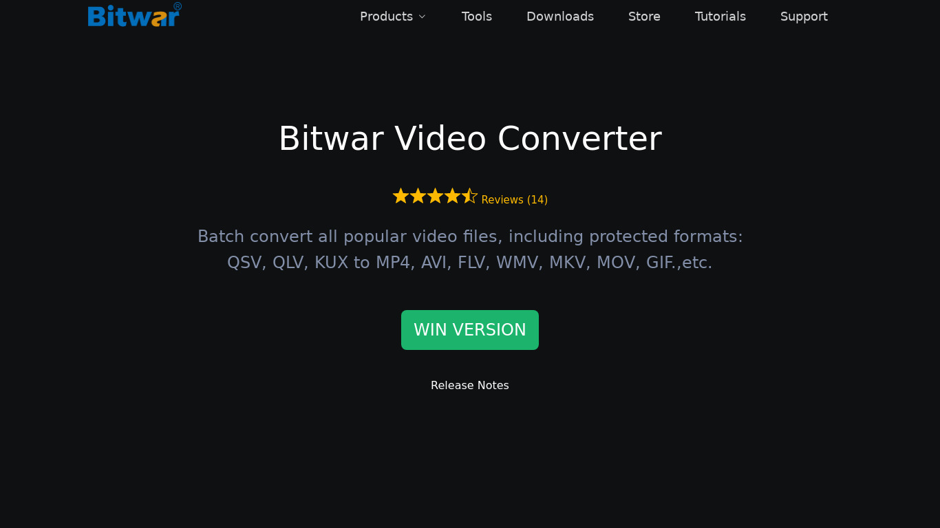 Bitwar Video Converter Landing page