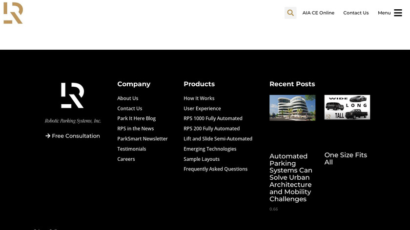 Robotic Parking Systems Landing Page