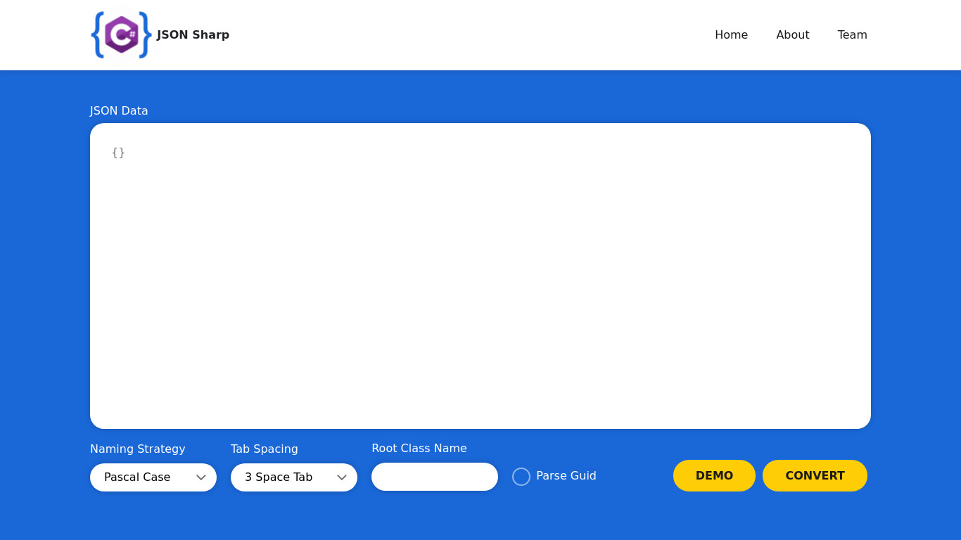 JSON Sharp Landing page