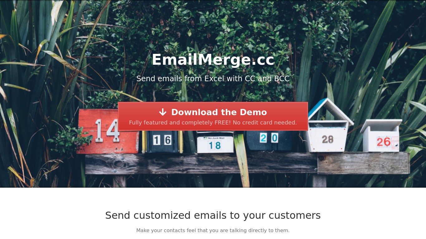 EmailMerge.cc Landing page