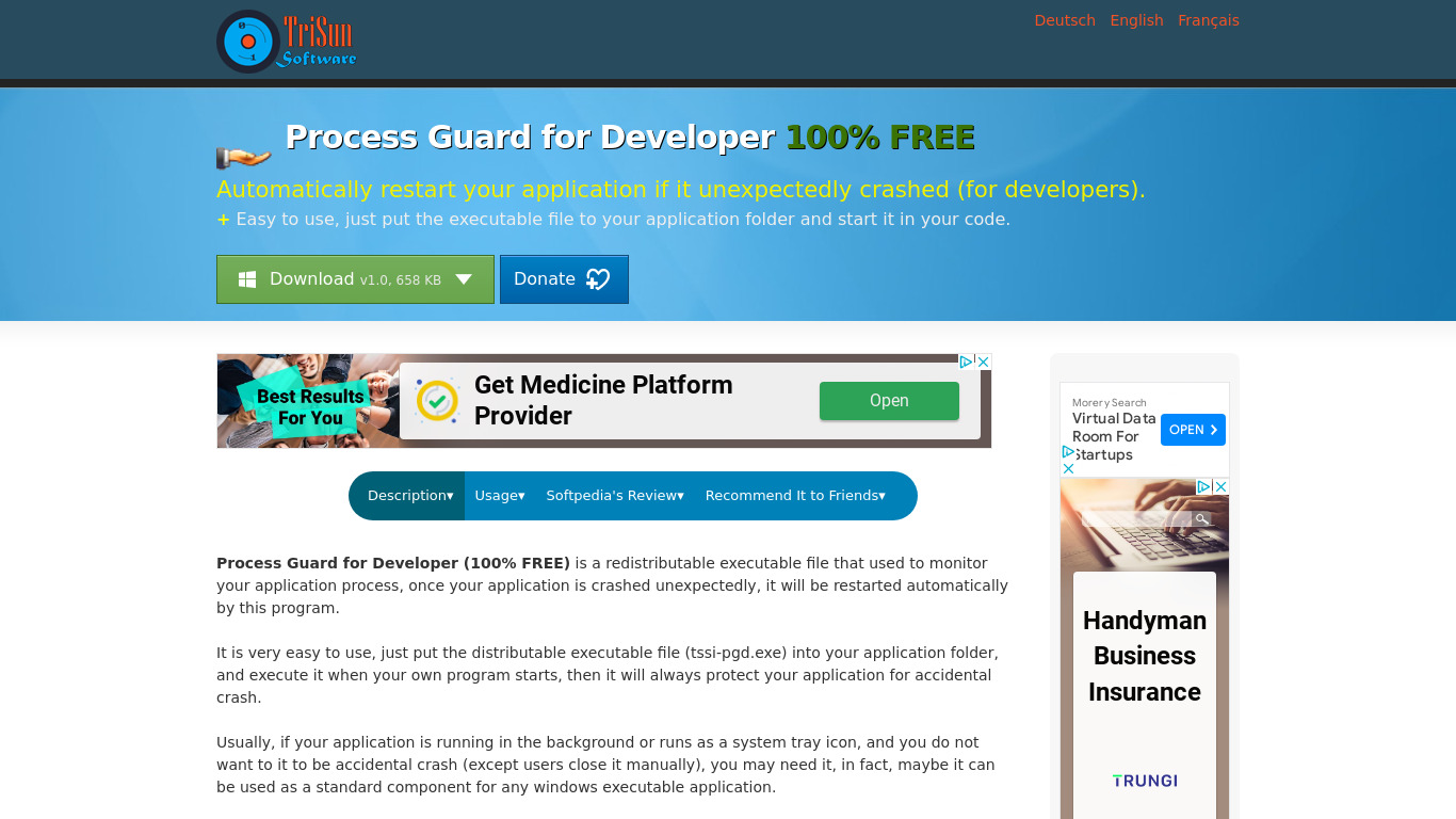 Process Guard for Developer Landing page