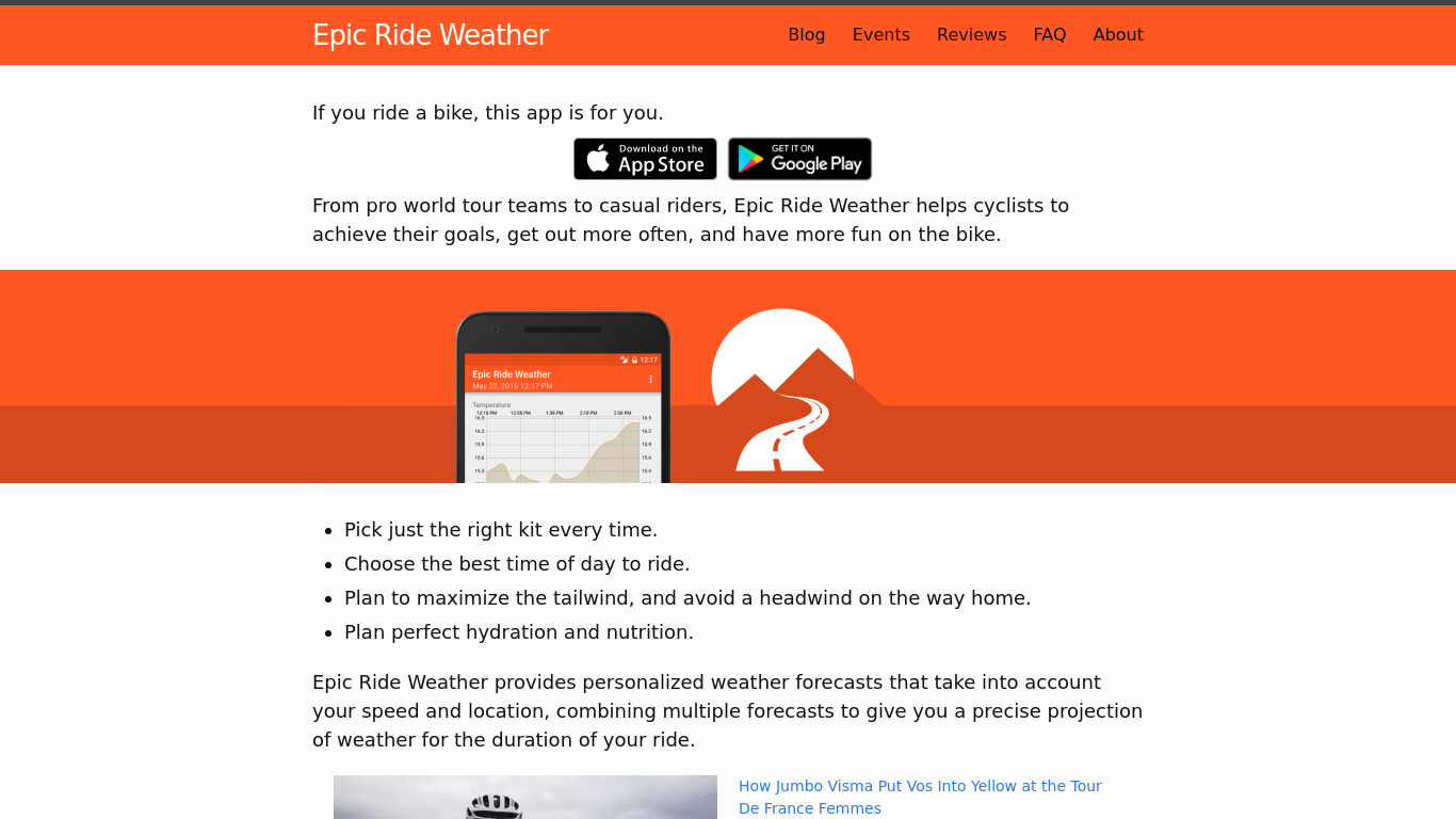 Epic Ride Weather Landing page