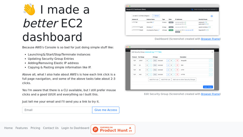 EC2 Dashboard Landing Page