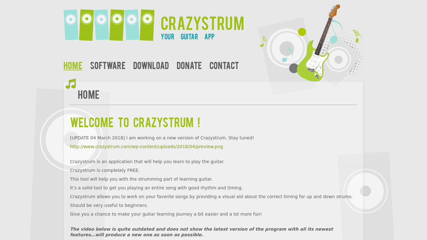 CrazyStrum Landing page