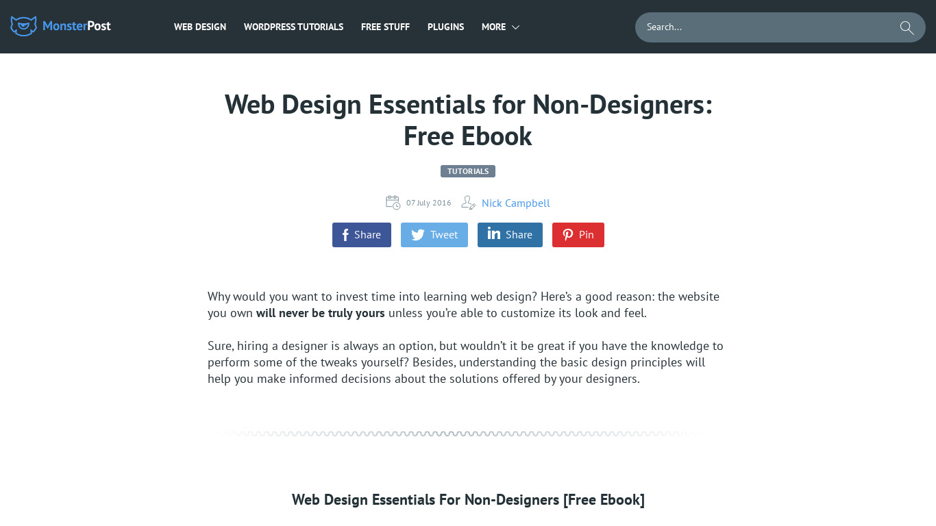 Web Design Essentials for Non-Designers Landing page