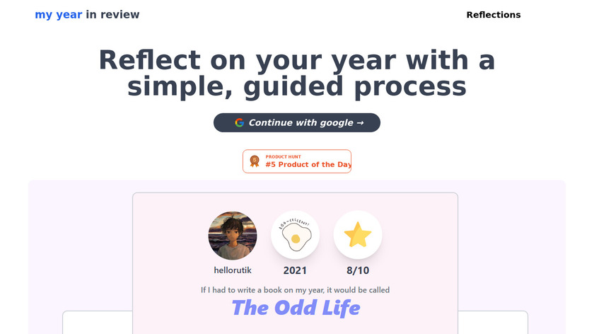 My Year in Review Landing Page