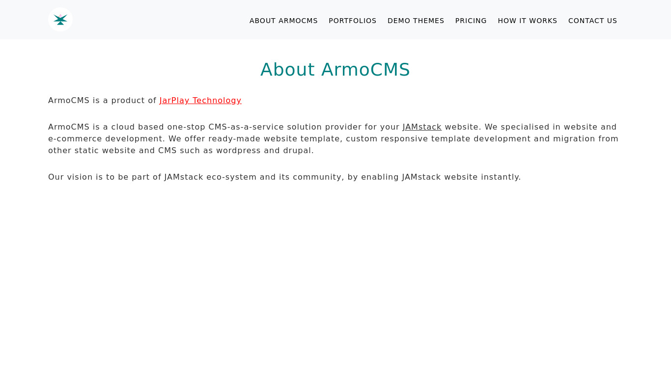 ArmoCMS Landing page