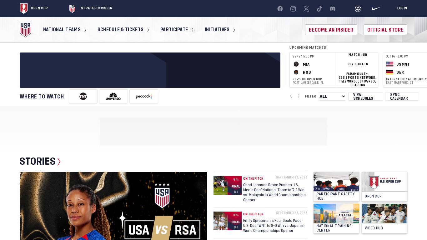 Ussoccer Landing page