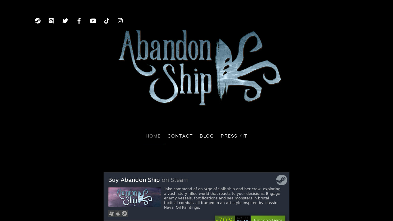Abandon Ship Landing page