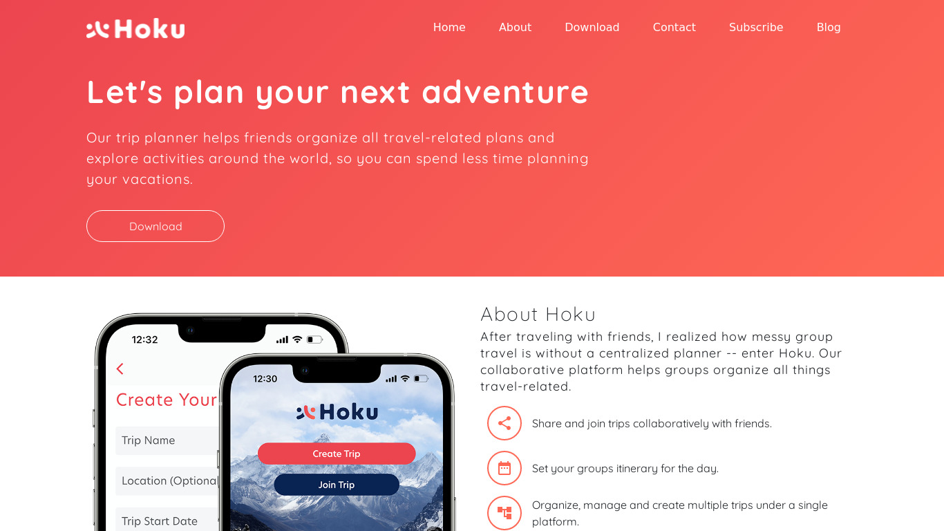 Hoku Landing page