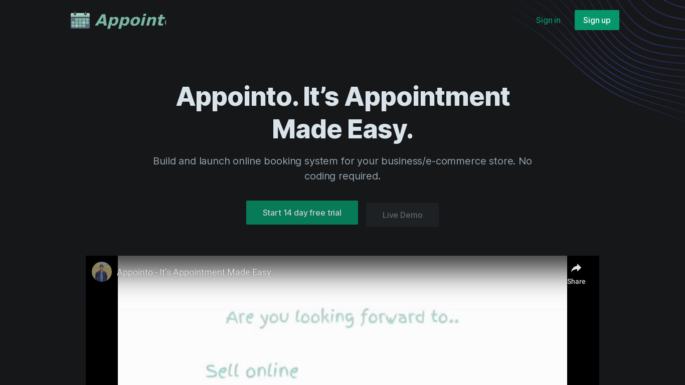 Appointo.me Landing page
