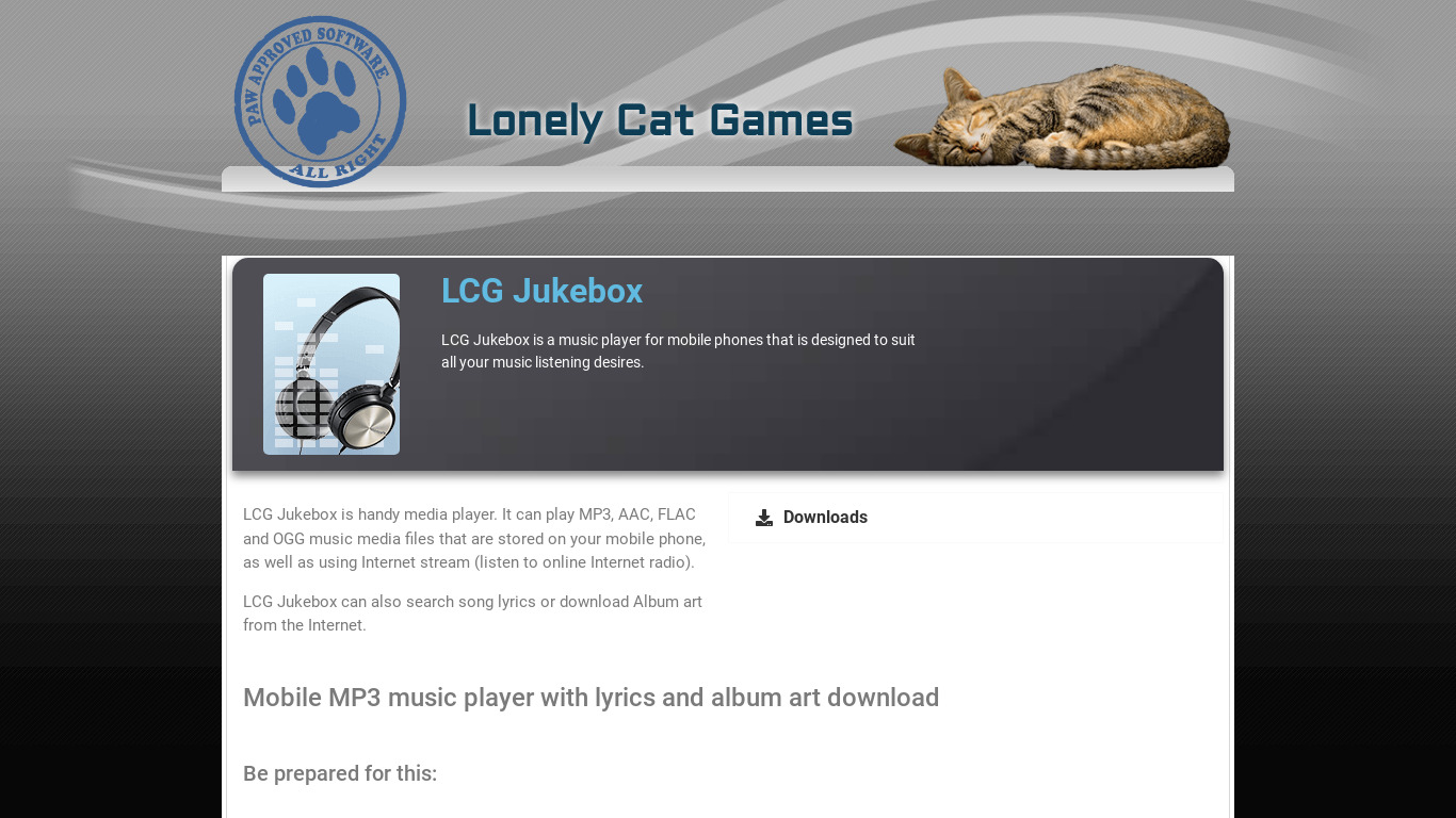 LCG Jukebox Landing page