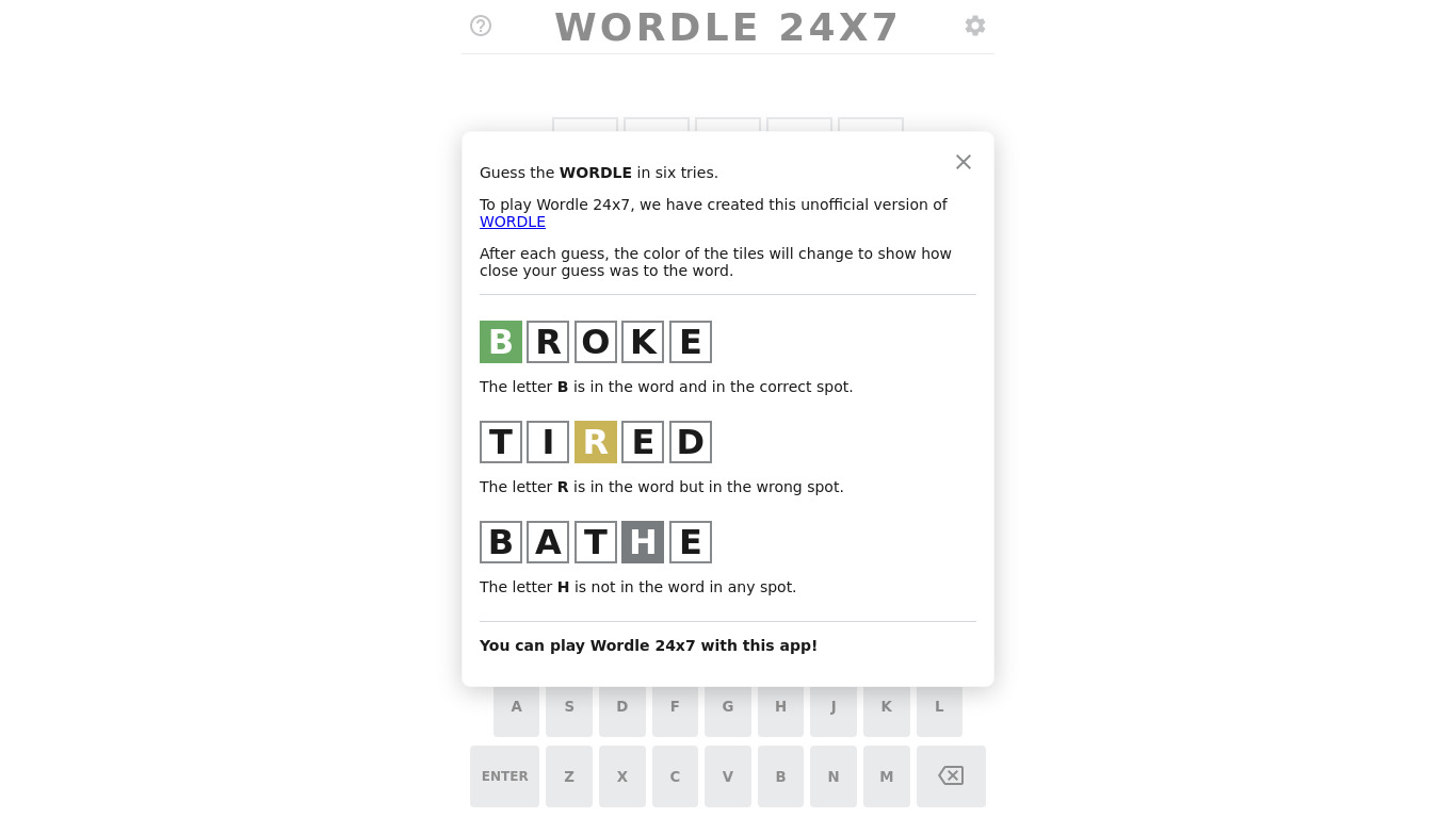 Wordle 24x7 Landing page
