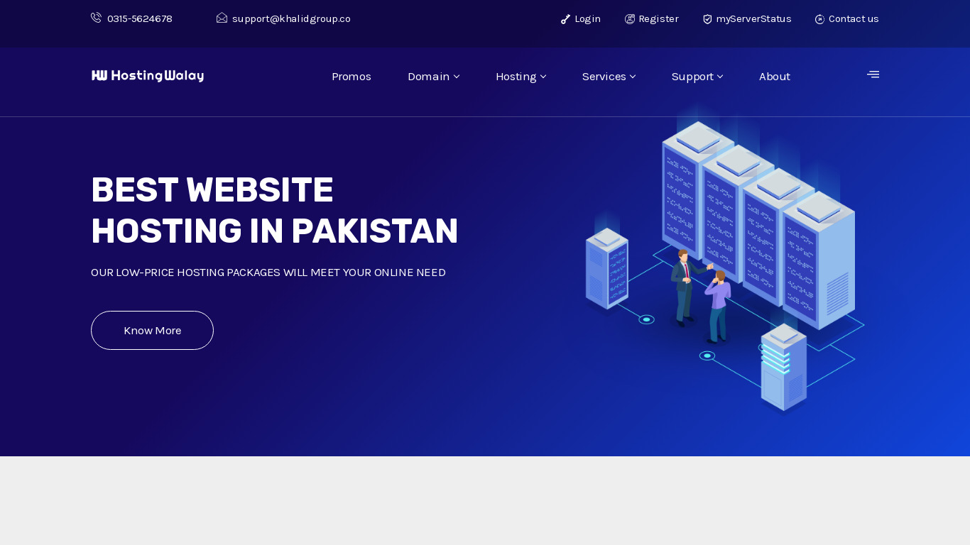 Hostingwalay Pakistan Landing page