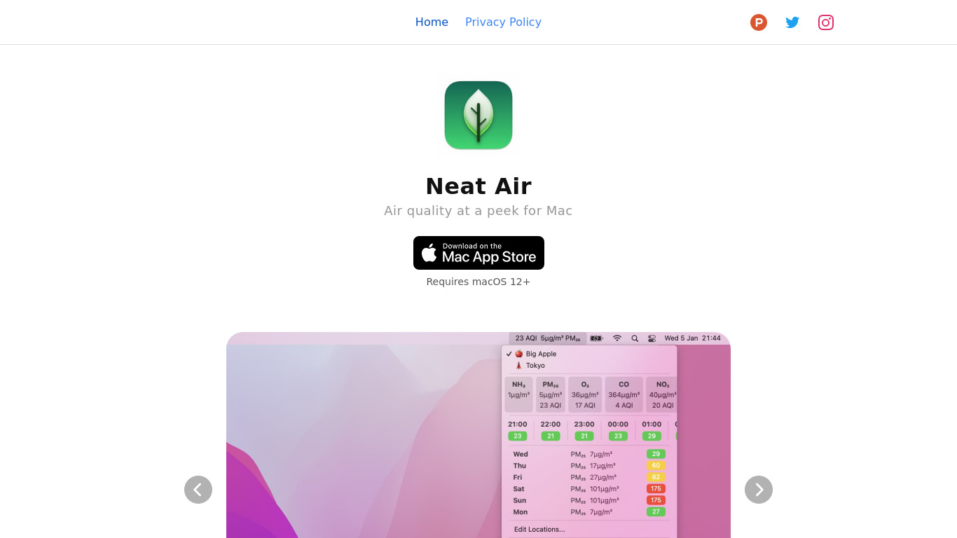Neat Air Landing page