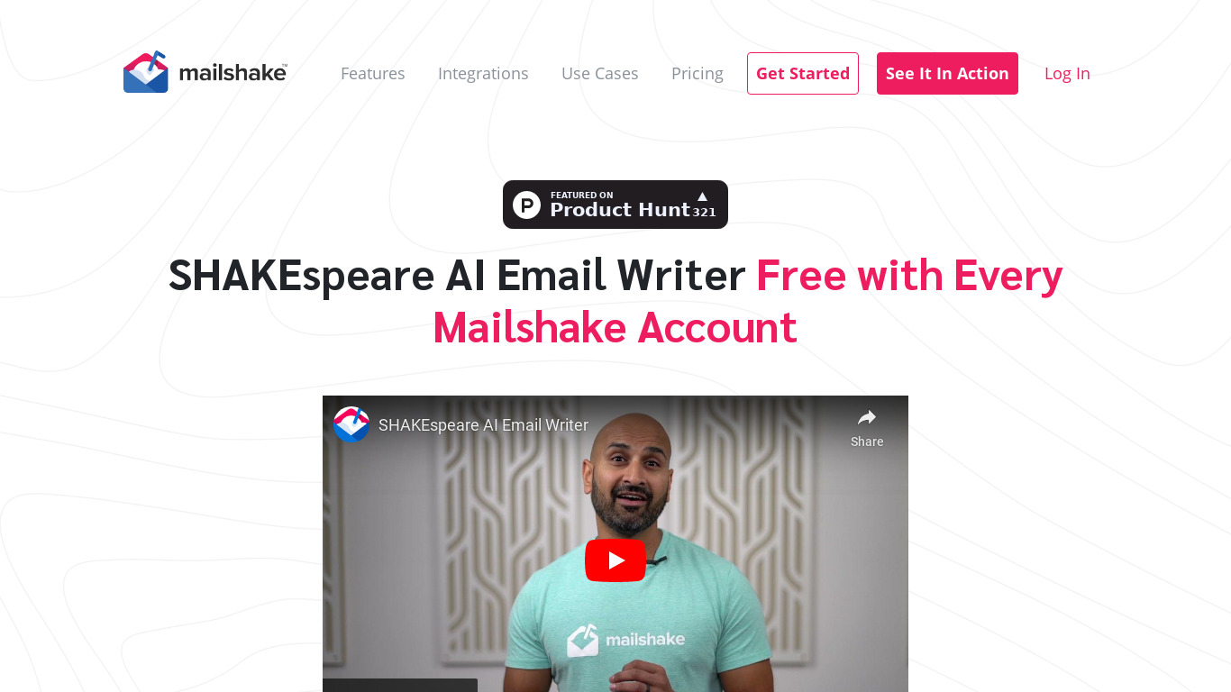 SHAKEspeare AI Email Writer Landing page
