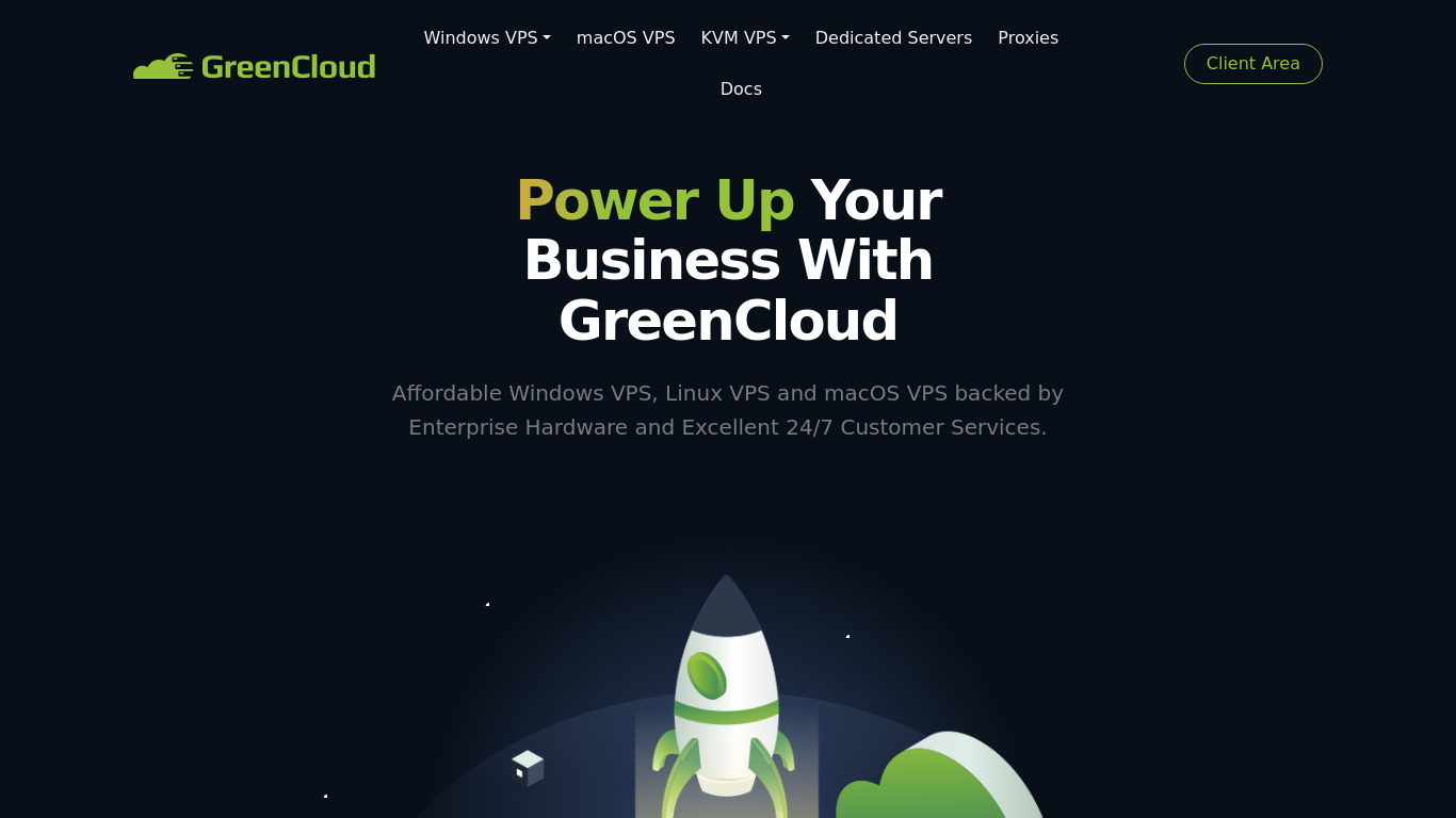 GreenCloudVPS Landing page
