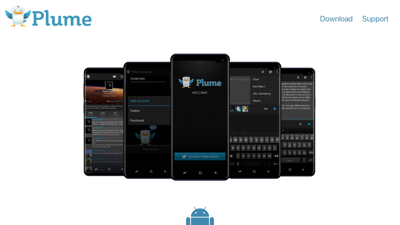 Plume for Twitter Landing page