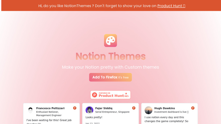 Notion Themes Landing Page