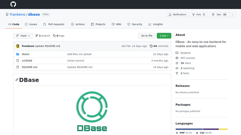 github.com DBase Landing Page