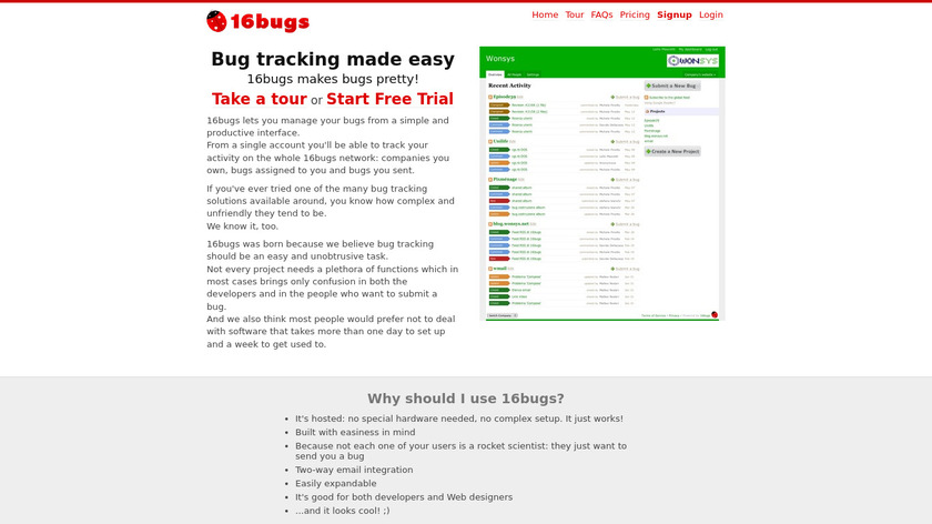 16bugs Landing Page