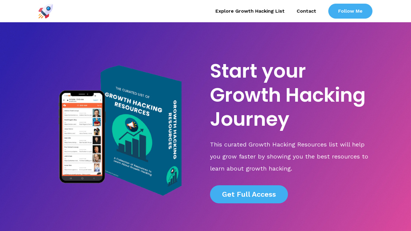 Growth Hacking Resources Landing page