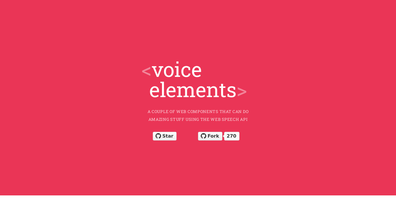 Voice Elements Landing page