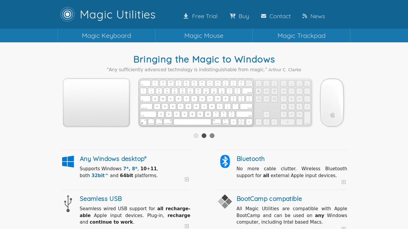 Magic Utilities Landing page