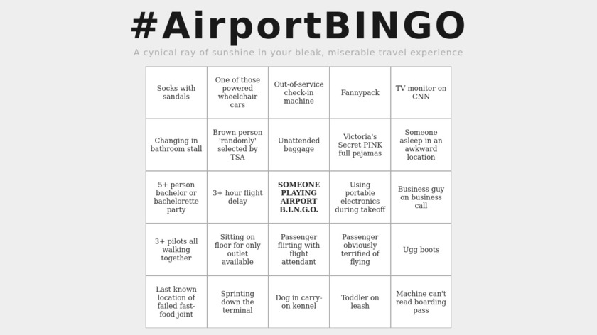 Airport BINGO Landing Page