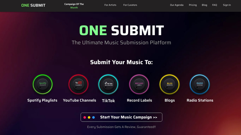 One Submit Landing Page
