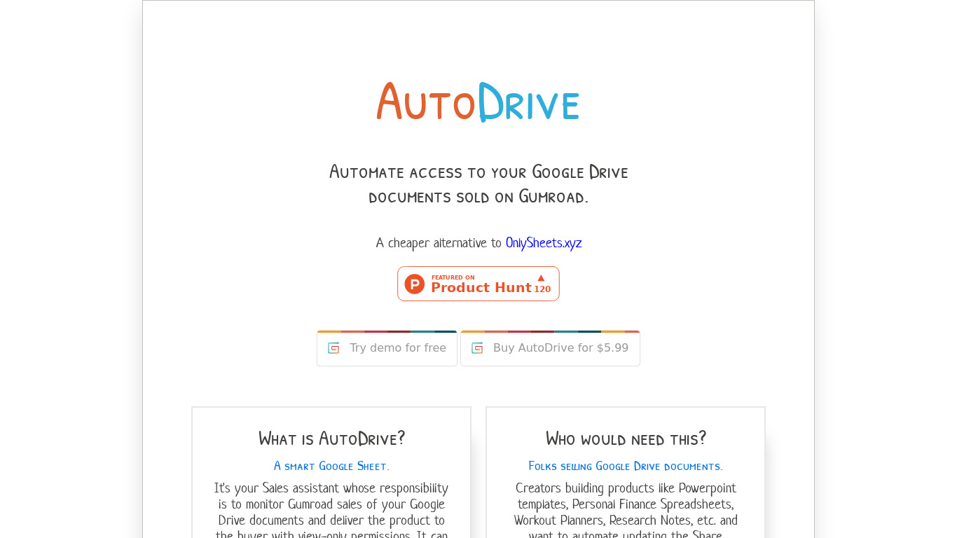 AutoDrive Landing page