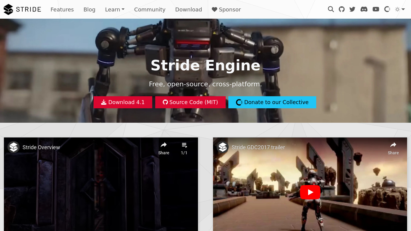 Stride Game Engine Landing page