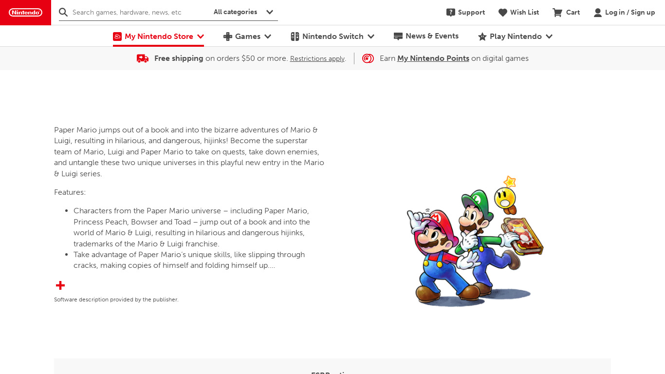 Mario & Luigi: Paper Jam Landing page
