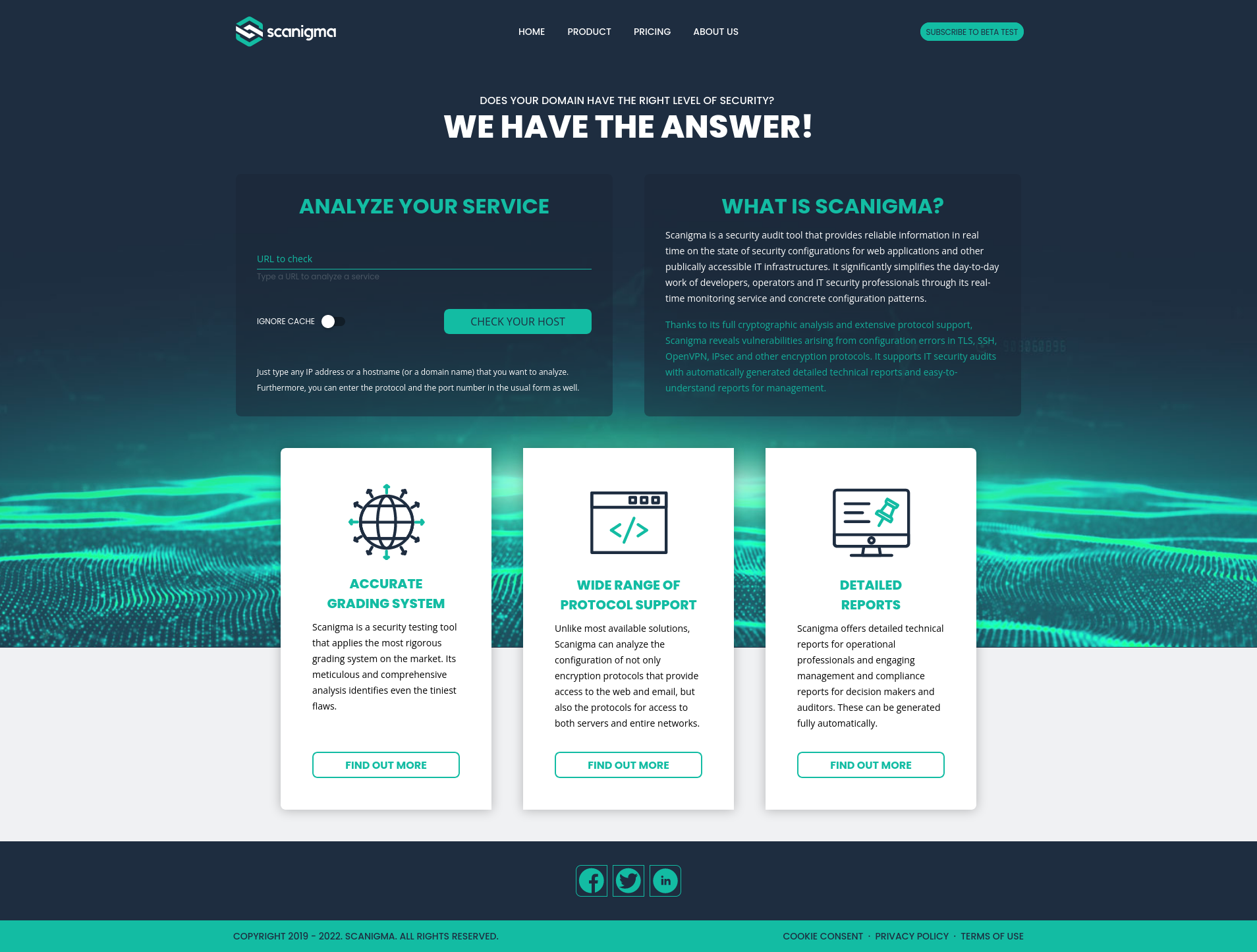Scanigma Landing page