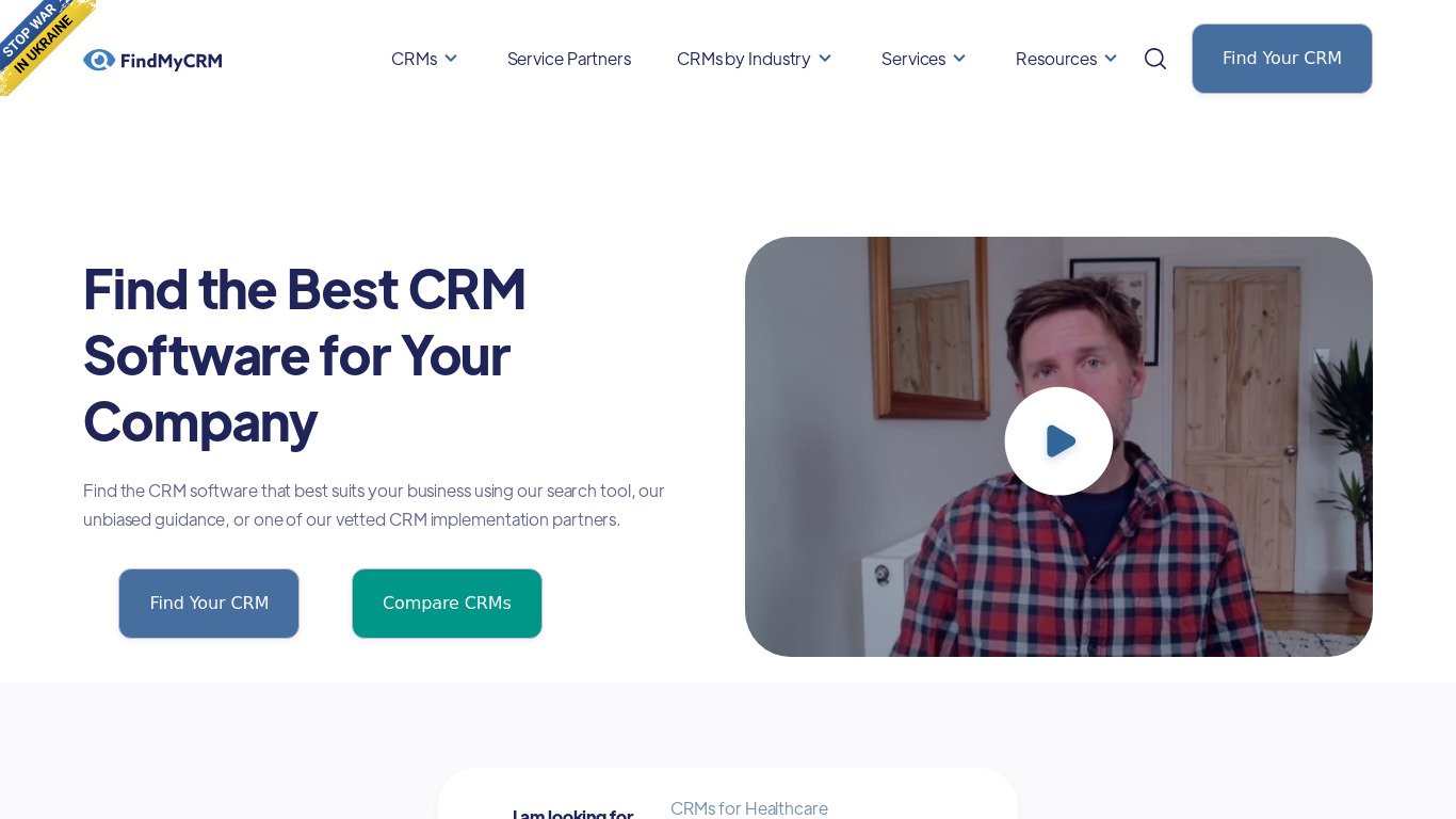 FindMyCRM Landing page