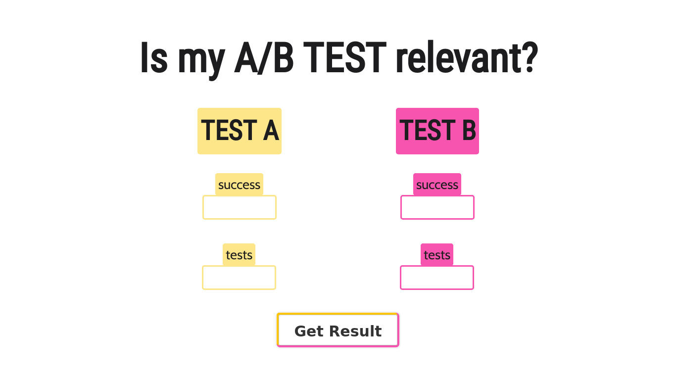 A/B Test Checker Landing page