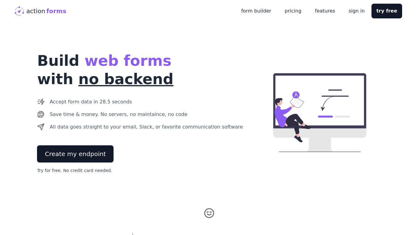 ActionForms.io Landing page