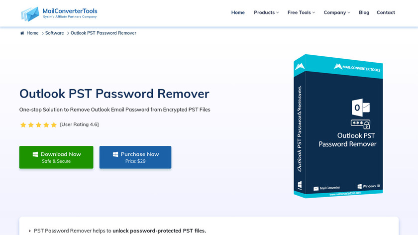 MCT Outlook PST Password Remover Landing Page
