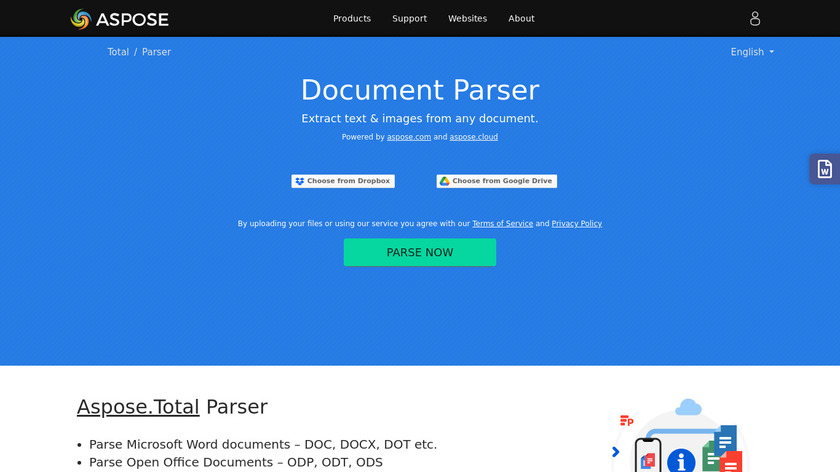 Aspose.Total Parser Landing Page