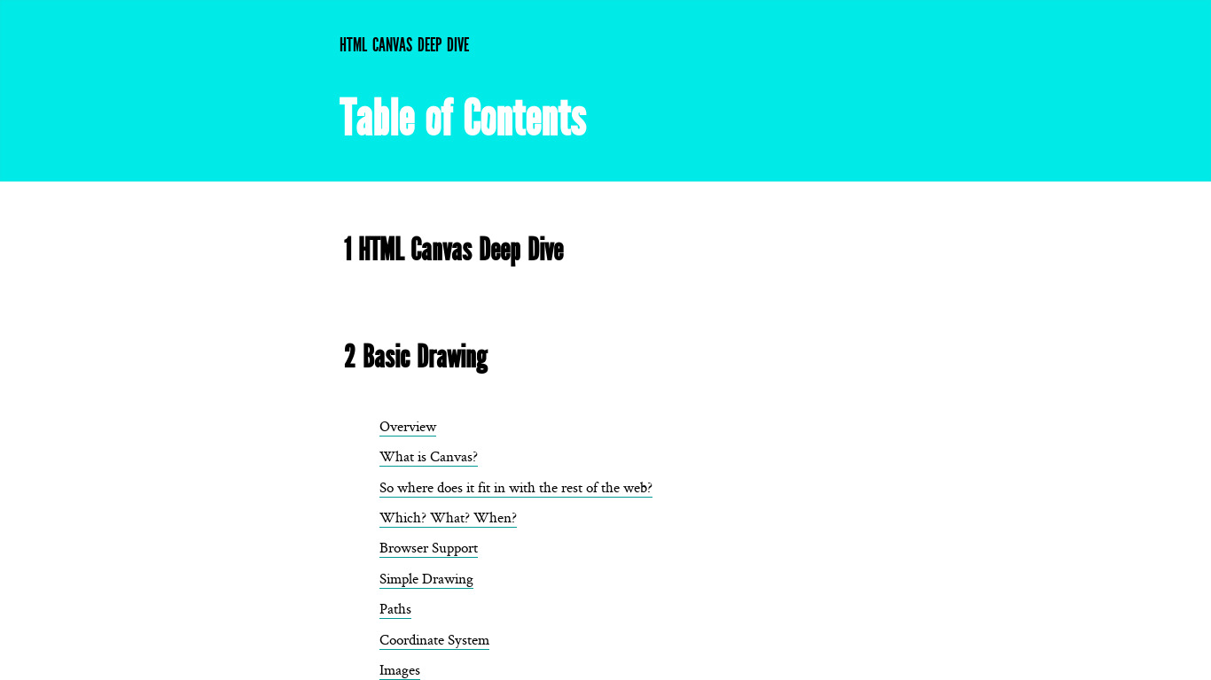 HTML Canvas Deep Dive Landing page