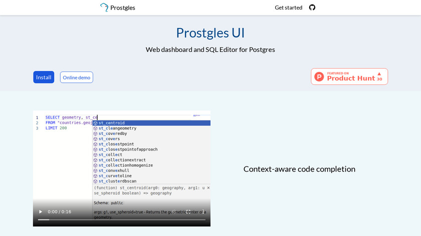 Prostgles UI Landing Page