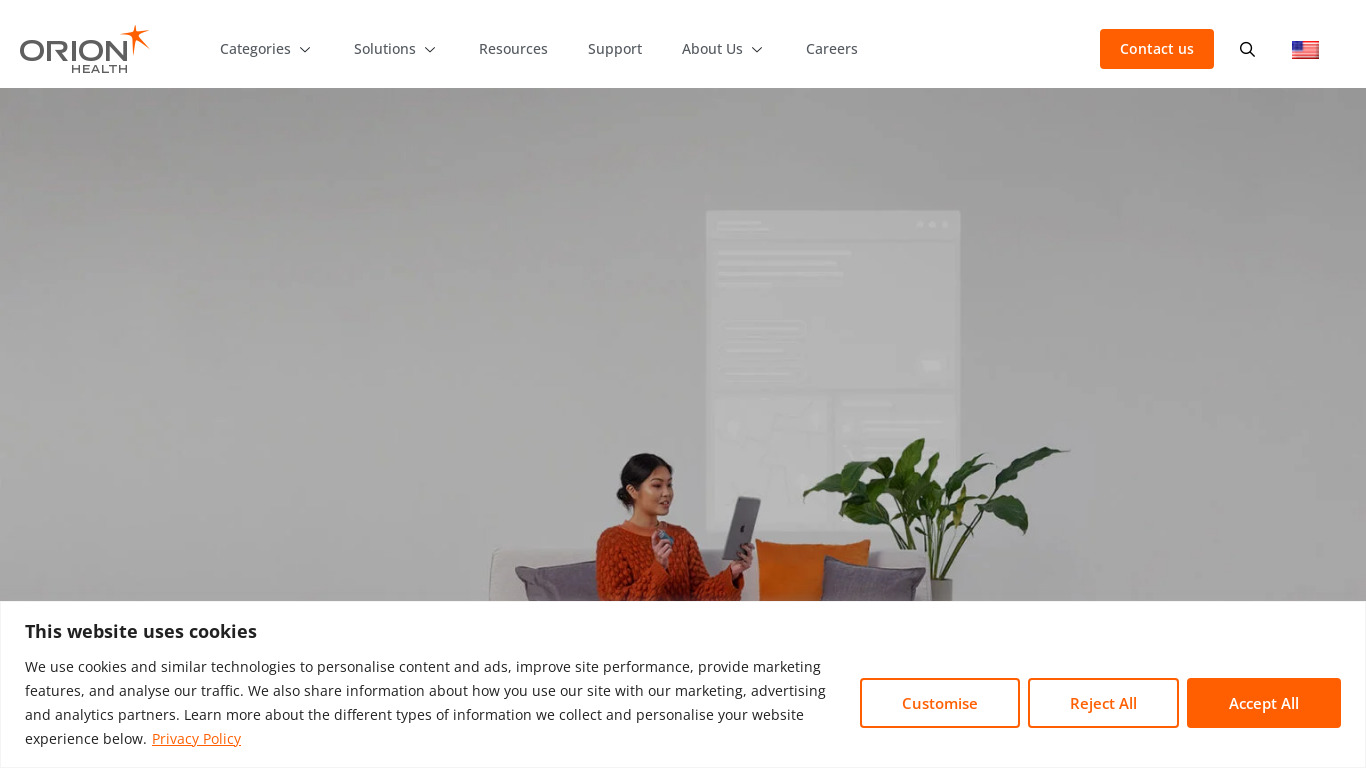 Orion Health Landing page