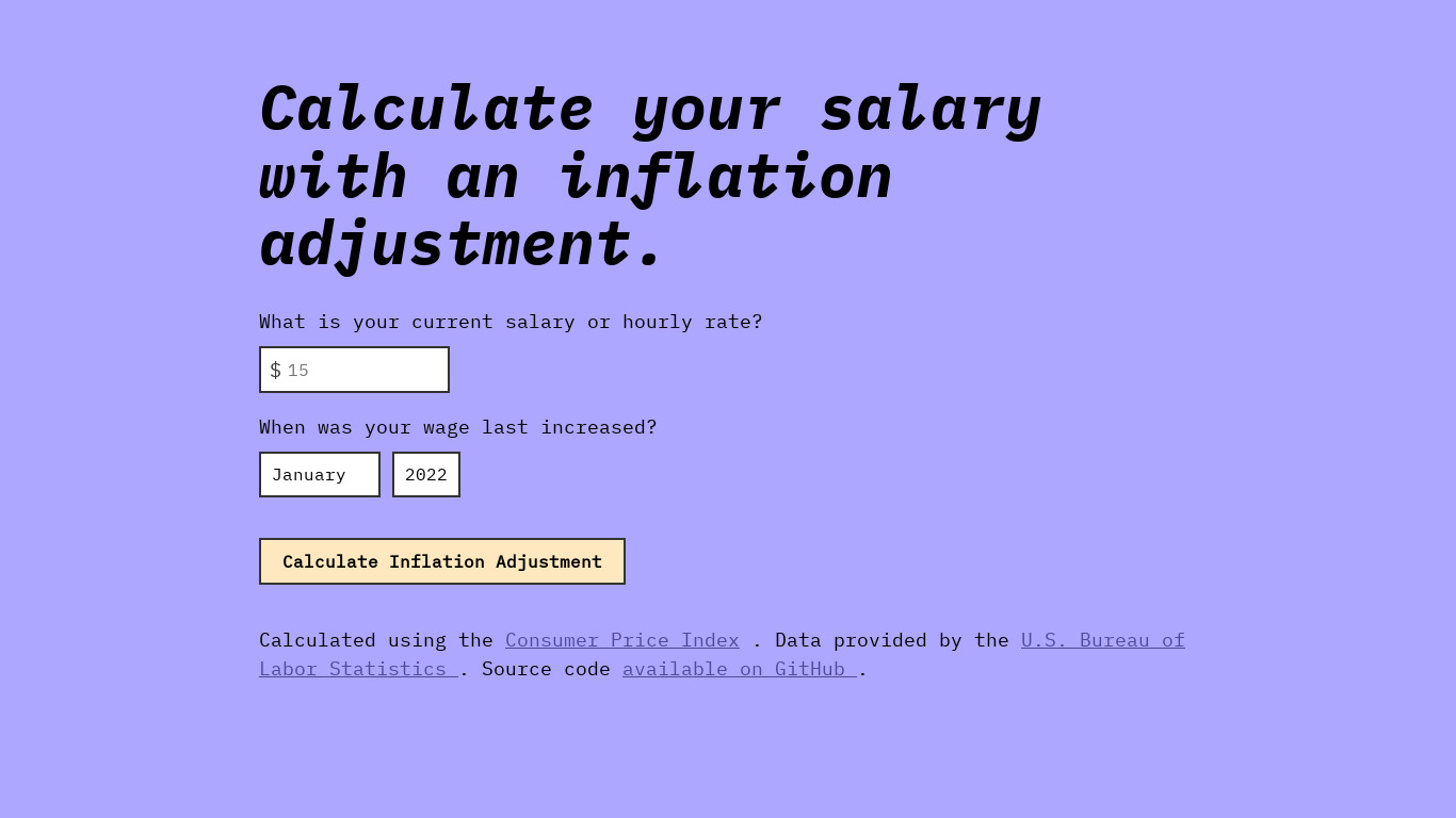Salary Inflation Landing page