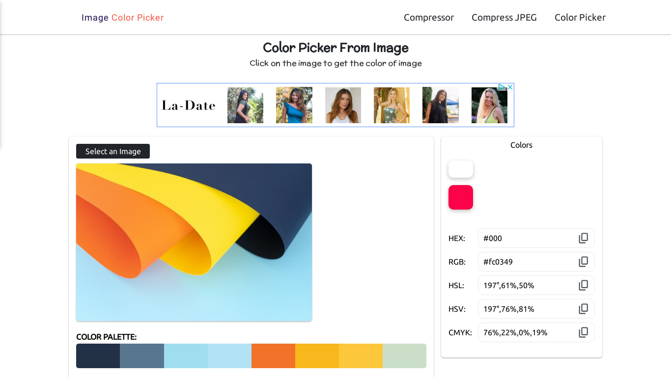 ImageCompressor Image Color Picker Landing page