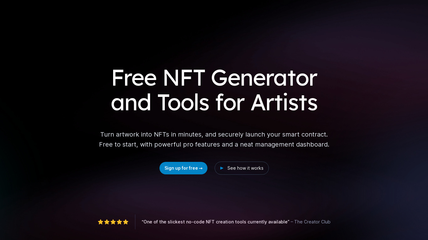NFT-Inator Landing page