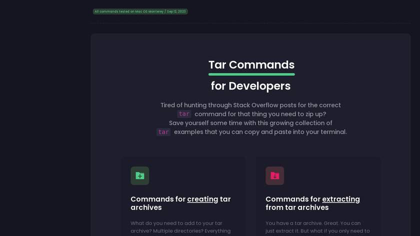 Tar Commands Landing Page