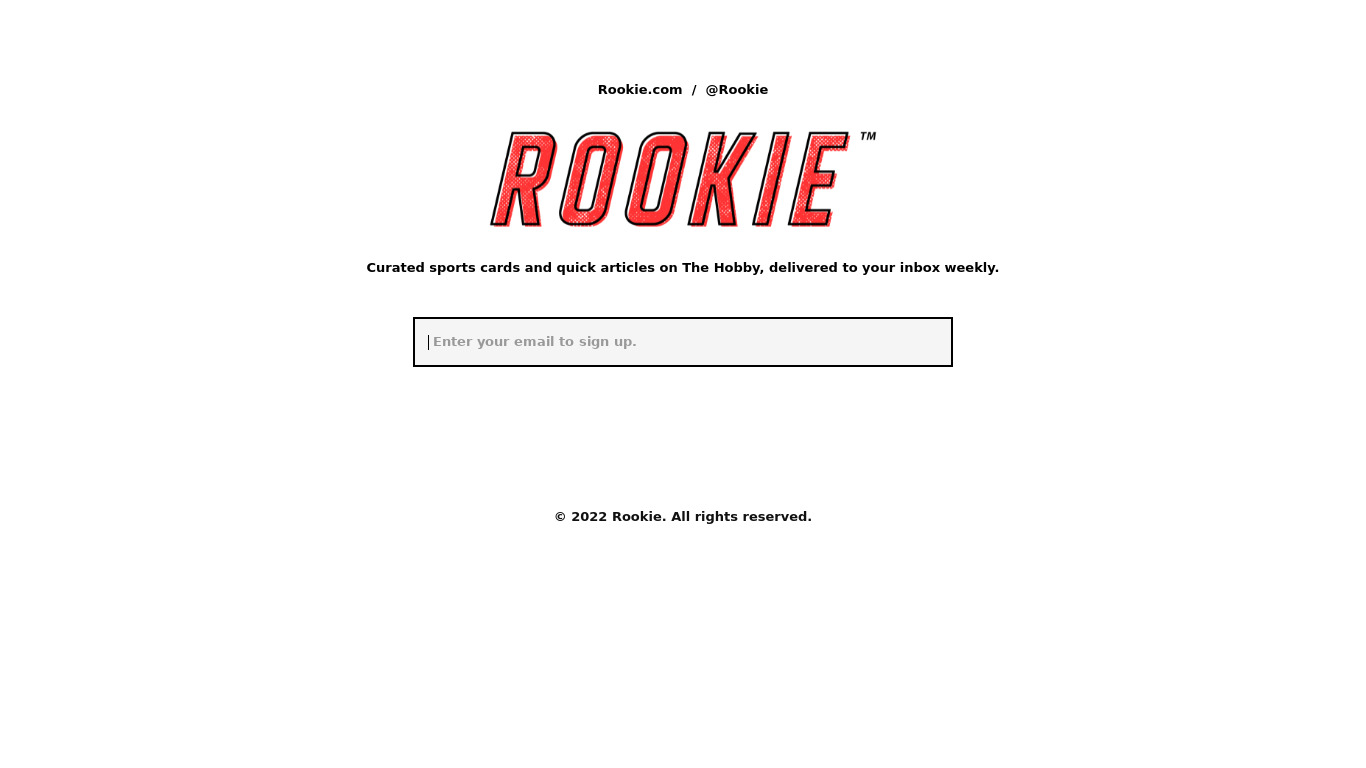 Rookie.com Landing page